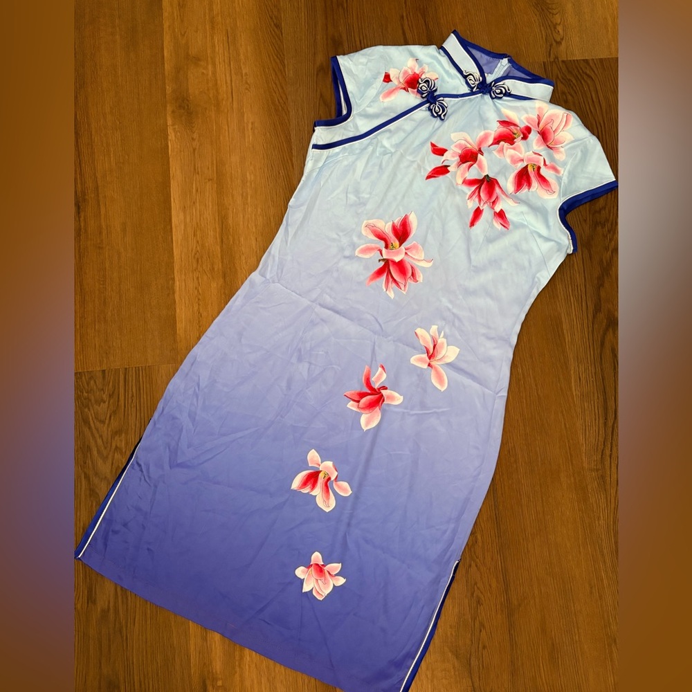 Floral Blue and Pink Dress